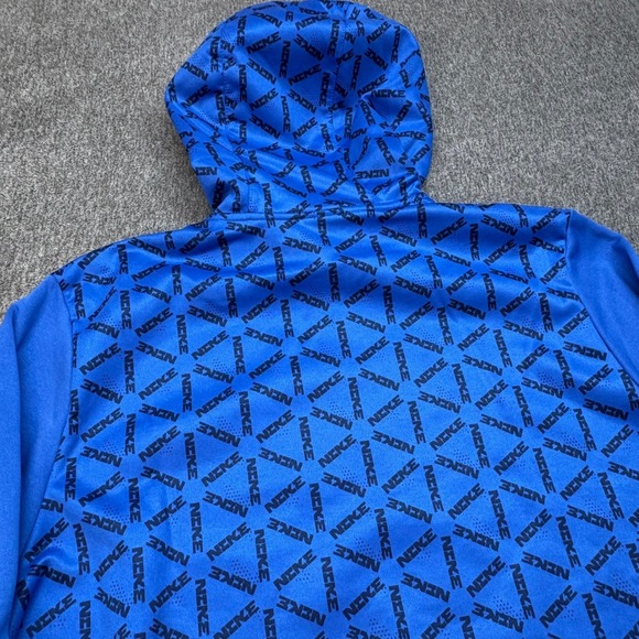 Nike Therma-FIT Mens XL Blue All Over Logo Print Hoodie - Picture 10 of 13